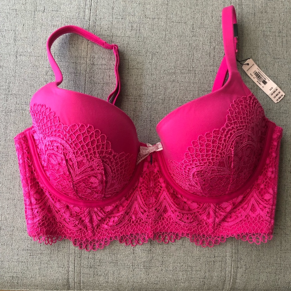 NWT Victoria’s Secret Demi Long Line Lace Bra in Pink Size 34D